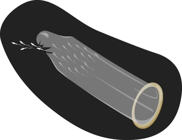 Kondom Spermatem Antikoncepce Roztržený Kondom Royalty Free Stock Vektory