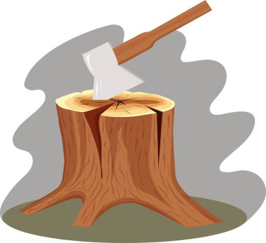 Baltayla bir kütüğün vektör çizimi. Devrilmiş bir ağaç.