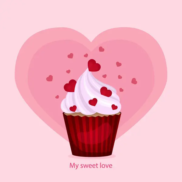 Sevgililer Günü. Sevgililer Günü kartları. Kalpli pembe kek..