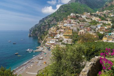 İtalya 'nın Amalfi kıyısındaki Positano şehrinde. Yüksek kalite fotoğraf