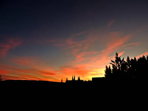 An enchanting sunset in the mountains of Madrid. High quality photo