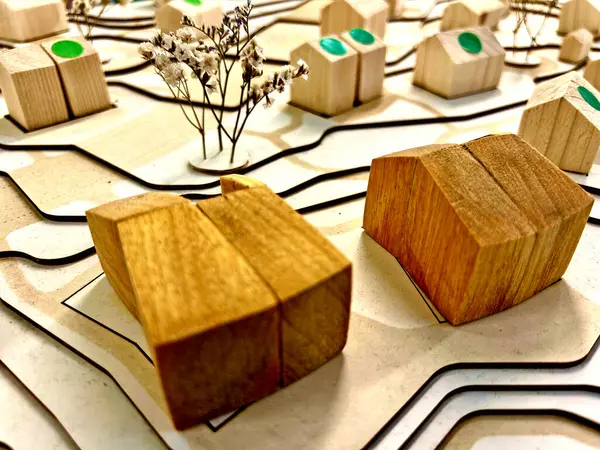 Sustainable Wooden Village Model High Quality Photo — Stock Photo, Image