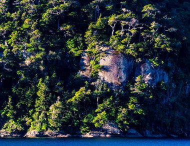 Gün batımında Nahuel Huapi 'ye yelken açmak, Patagonya, Arjantin. Yüksek kalite fotoğraf