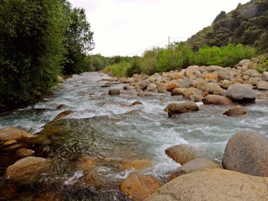 Candeleda, Avila, İspanya 'daki Garganta Santa Maria nehri boyunca yürüyoruz. Yüksek kalite fotoğraf