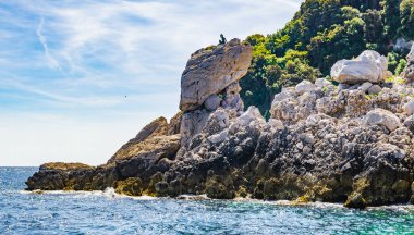 Muhteşem Capri Adası, Alamfi Sahili, Napoli Körfezi, İtalya. Yüksek kalite fotoğraf