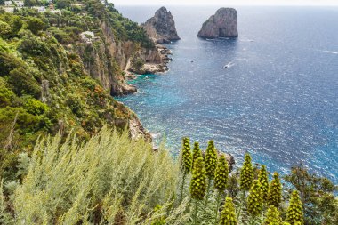 Muhteşem Capri Adası, Alamfi Sahili, Napoli Körfezi, İtalya. Yüksek kalite fotoğraf