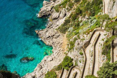 Muhteşem Capri Adası, Alamfi Sahili, Napoli Körfezi, İtalya. Yüksek kalite fotoğraf