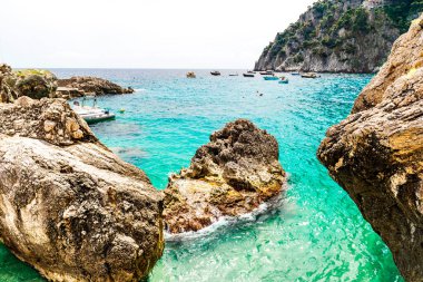 Muhteşem Capri Adası, Alamfi Sahili, Napoli Körfezi, İtalya. Yüksek kalite fotoğraf