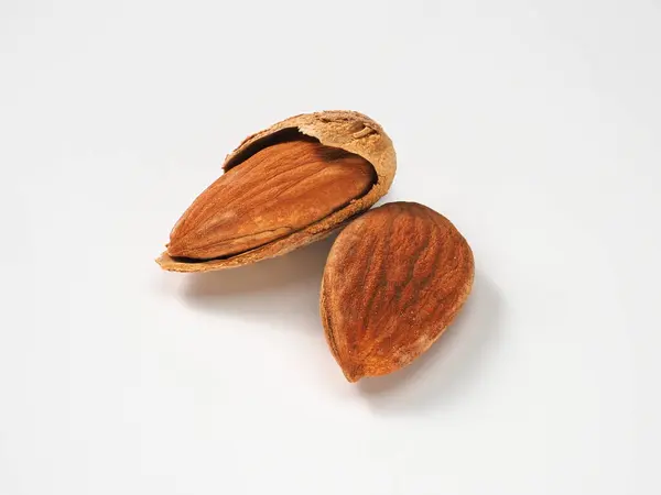 stock image Almond fruit on white background