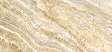 Oniks bej mermer levha, vitrileştirilmiş parlak yüzey rastgele fayans tasarımı, iç duvar ve zemin dekorasyonu, fayanslardaki düz çizgiler.