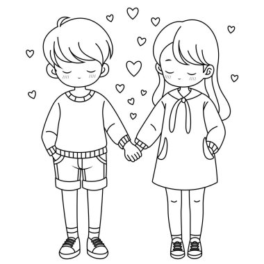 Sevgililer Günü resimleme sayfası seti. Sevgililer Günü ögesi resimleme kitabı