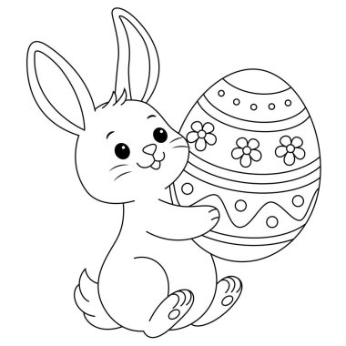 Paskalya Tavşanı süslü bir Paskalya yumurtası boyama sayfası taşıyor.