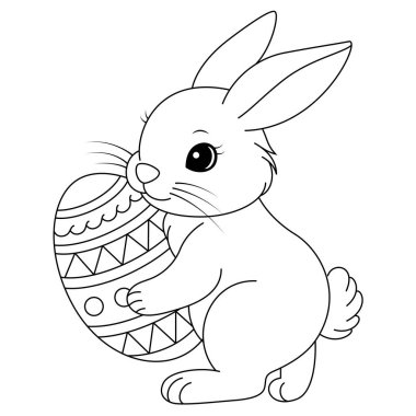 Paskalya Tavşanı süslü bir Paskalya yumurtası boyama sayfası taşıyor.