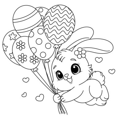 Paskalya Tavşanı balon boyama sayfası ile uçar