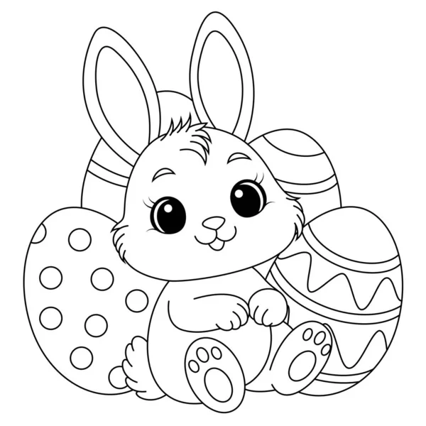 Paskalya yumurtası boyama sayfalı Kawaii Paskalya Tavşanı