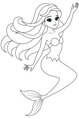 Kawaii deniz kızı boyama sayfası