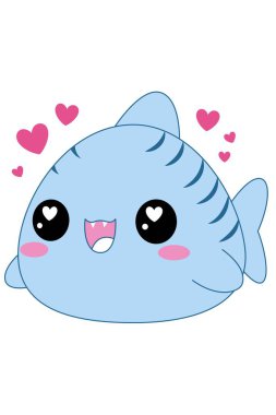 Şirin Köpekbalığı İllüstrasyonu. Çocuklar için çalışma tablosu ya da oyun yaratmak için hayvan tırmanışı