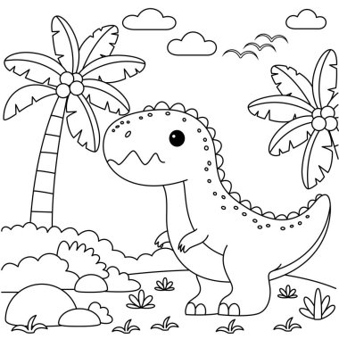 Şirin Tyrannosaurus Rex Dinozor Renklendirme Sayfası