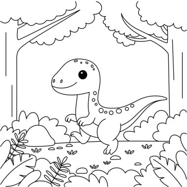 Şirin Velociraptor Dinozor Renklendirme Sayfası