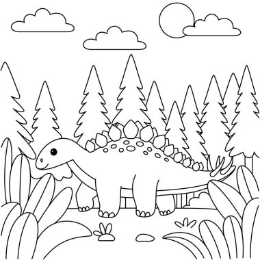 Şirin Stegosaurus Dinozor Renk Sayfası