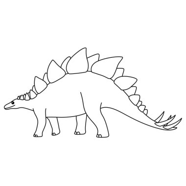 Stegosaurus boyama sayfası. Beyaz arka planda izole edilmiş şirin düz dinozor.
