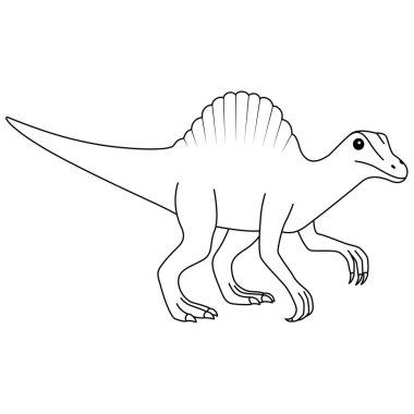 Spinosaurus boyama sayfası. Beyaz arka planda izole edilmiş şirin düz dinozor.