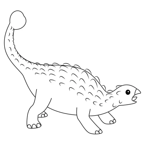 龙的着色页 在白色背景上被隔离的可爱的扁平恐龙 — 图库矢量图片