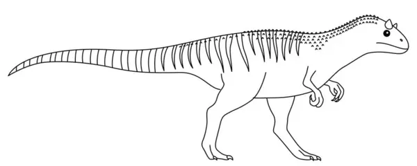 アロサウルスカラーリングページ 白い背景に隔離されたかわいいフラット恐竜 — ストックベクタ