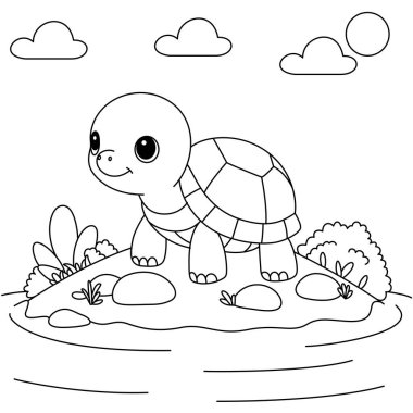 Tatlı kaplumbağa boyama sayfası mı yoksa çocuklar mı?