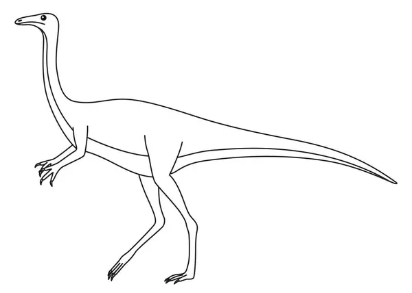 Gallimimus着色页 在白色背景上被隔离的可爱的扁平恐龙 — 图库矢量图片