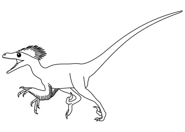 Deinonychus着色页 在白色背景上被隔离的可爱的扁平恐龙 — 图库矢量图片