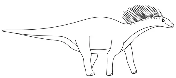 アマルガサウルスカラーリングページ 白い背景に隔離されたかわいいフラット恐竜 — ストックベクタ