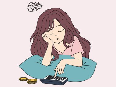 Harcamalar ve vergiler yüzünden sıkıntıda olan Genç Kadın Resimleri 