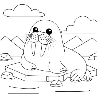 Seal lying on the ice coloring page clipart