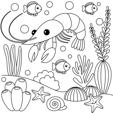 Cute Kawaii Lobster Cartoon Character Coloring Page Vector Illustration  clipart