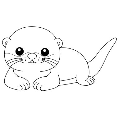 Şirin Kawaii Su Samuru Çizgi Film Karakteri Renklendirme Sayfa Gösterimi