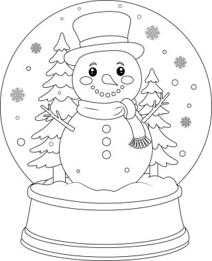 Kar küresi boyama sayfası. Noel renklendirme sayfası