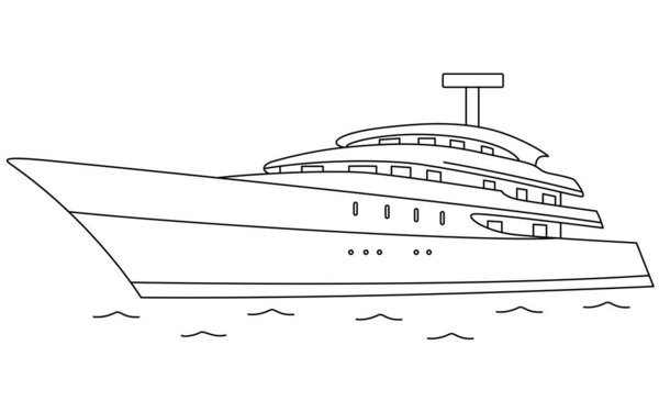 Cute Yacht Vehicles cartoon coloring page vector illustration