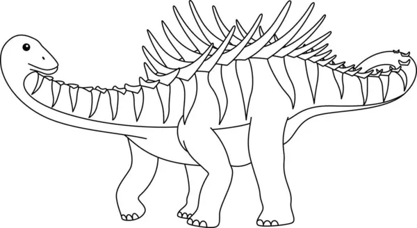 Kentrosaurus Dinosaur Isolated White Background Coloring Page — Vetor de Stock