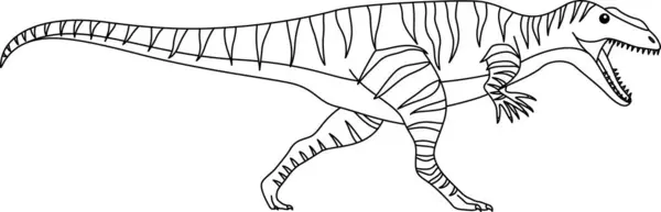 Giganotosaurus Dinosaur Isolated White Background Coloring Page — Vettoriale Stock