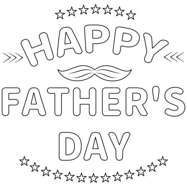 Çocuklar için şirin babalar günü boyama sayfaları, çizimi kolay vektör çizimi, siyah-beyaz aktivite çalışma tablosu