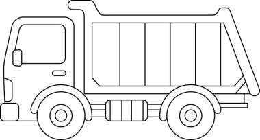 Çöp kamyonu, ulaşım, araç, çocuklar için özet boyama sayfası