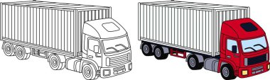 Konteynır kamyonu, ulaşım, araç, çocuklar için özet boyama sayfası 
