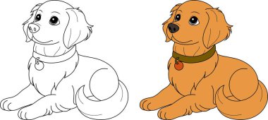 Sevimli Altın Köpek Özet Renk Sayfası