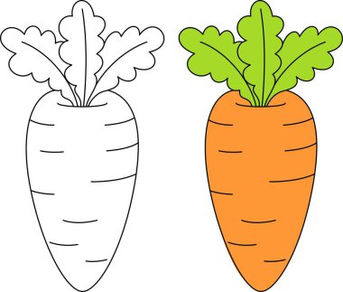 Sevimli havuç özet boyama sayfası