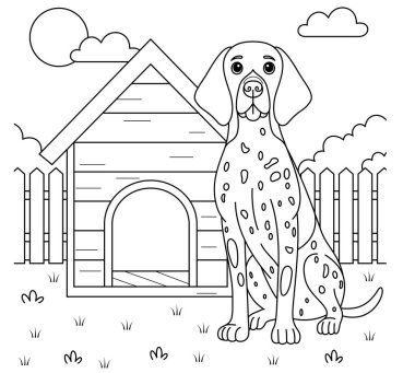 Almanca Shorthair Garden Backgroud Renklendirme Sayfasında Pointer Dog Ana Hattı 