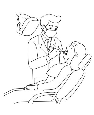 Diş Hekimi Hasta Özeti Renk Sayfasını Kontrol Ediyor. İşçi Bayramı Klip Sanatı