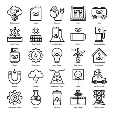 Sürdürülebilir Enerji Simgesi Çizgi Biçimi