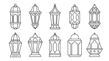 Ramazan feneri doğrusal simgesi ayarlandı