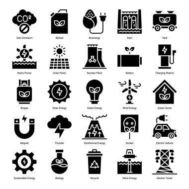 Sürdürülebilir Enerji Simgesi Glyph biçimi